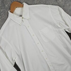 Brooks Basics Men's White Button Down Dress Shirt Size 16 1/2 - 36 (L) FLAWED